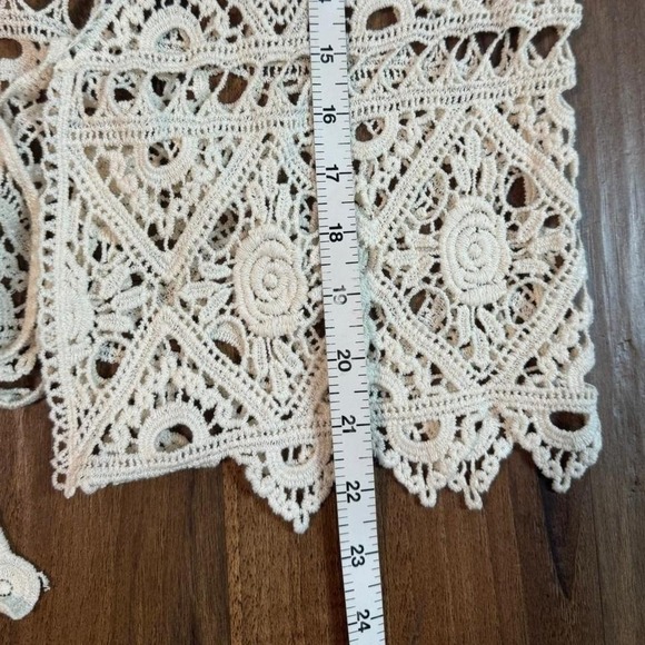 Cream crochet top with tie detail size large festival shrug sweater - Picture 7 of 8